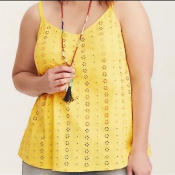 Torrid yellow eyelet knit Camisole - Picture 1 of 5